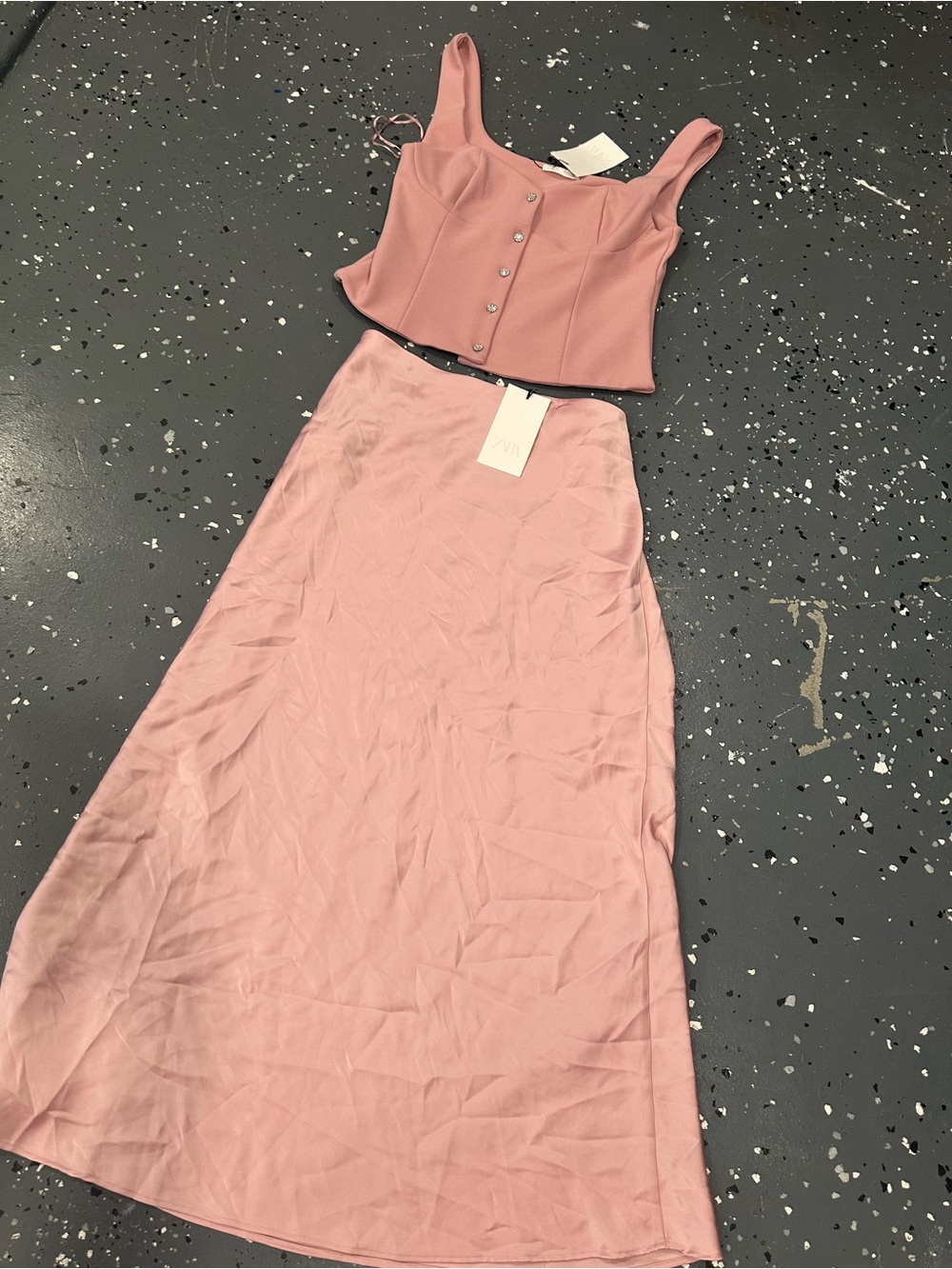Zara Dusty Pink Two-Piece Skirt Set